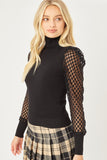 Puff Long Sleeve Turtle Neck Knit Top