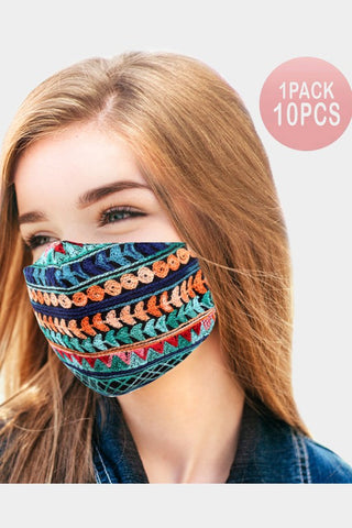 Abstract Embroidery Cotton Fashion Mask-PKM111-6