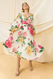 Floral Midi Dress with Pleats