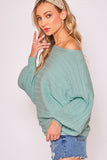CABLE DETAIL DOLMAN SLEEVES SWEATER