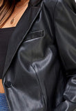 Cropped Faux Leather Blazer