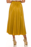 Pleated Vegan  Leather Skirts in Mustard