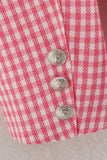 Double  Button Gingham Plaid Blazer Jacket