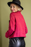 FAUX SUEDE MOTO JACKET WITH POCKETS