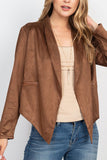 COLLARED LOOSE FIT FAUX SUEDE JACKET