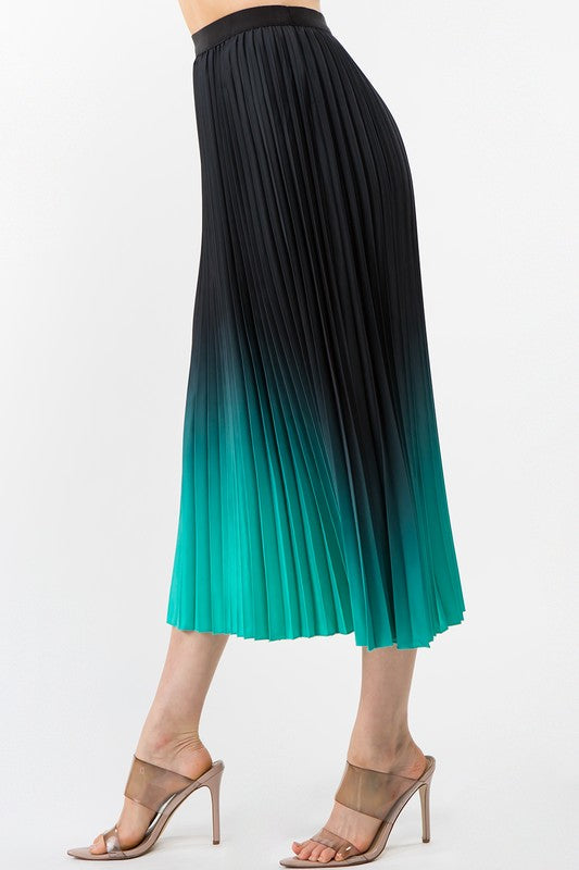 Gradient Pleated Midi Skirt