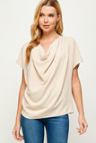 Solid cowl neck top