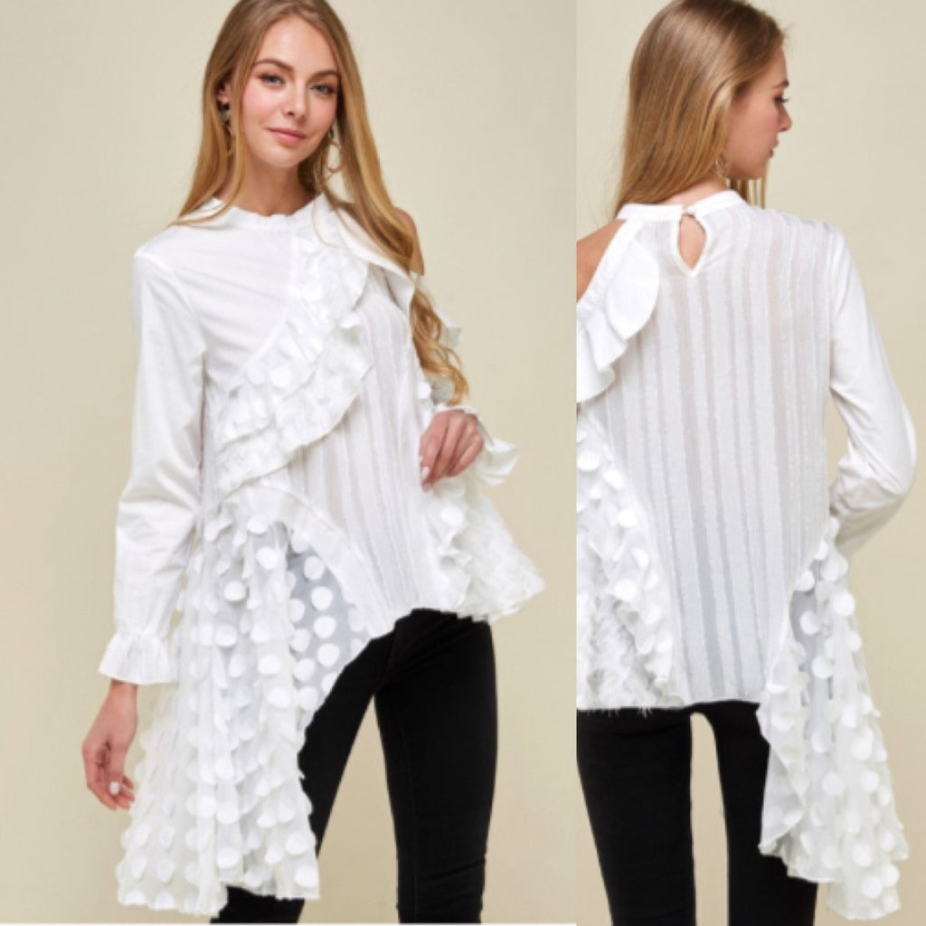 Asymmetric patchwork fashion blouse